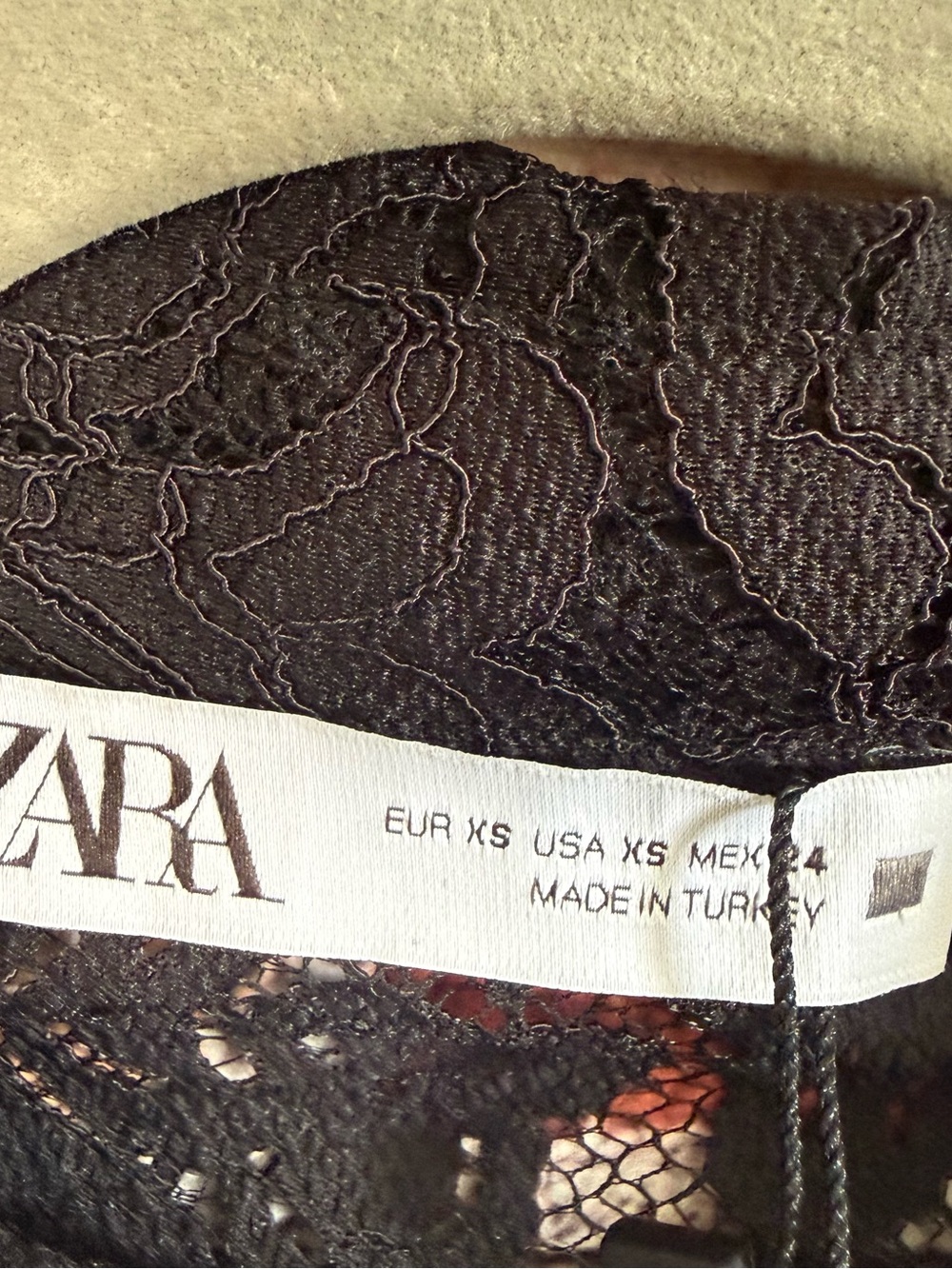 NWT Zara Women’s XS Black Floral Lace Collared Long Sleeve Sheer Blouse Top - Picture 6 of 7